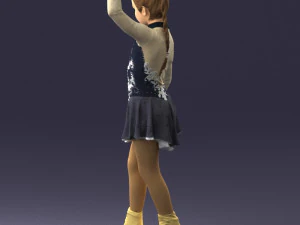 000492 Young Figure Skater Girl Realistic Child Character 3D Model