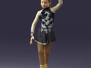 000492 Young Figure Skater Girl Realistic Child Character 3D Model