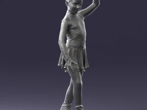 000492 Young Figure Skater Girl Realistic Child Character 3D Model