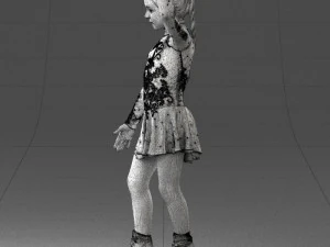 000492 Young Figure Skater Girl Realistic Child Character 3D Model