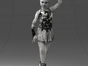 000492 Young Figure Skater Girl Realistic Child Character 3D Model