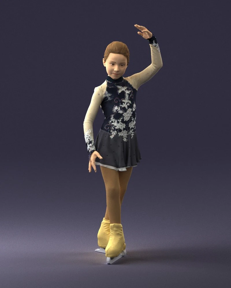 000492 Young Figure Skater Girl Realistic Child Character 3d print ready 3D Print Model .c4d .max .obj .3ds .fbx .stl .blend 