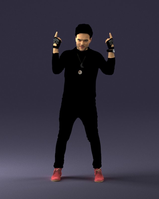 man in black clothes 0197 3D Модель .c4d .max .obj .3ds .fbx .stl .blend 