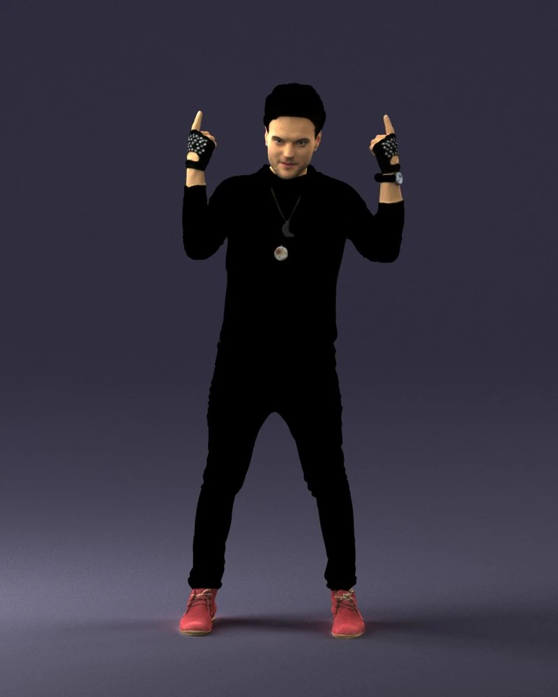000533 Dynamic Man Pointing Up with Both Hands Expressive Male Character 3D Model .c4d .max .obj .3ds .fbx .stl .blend 