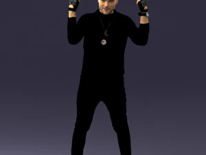 000533 Dynamic Man Pointing Up with Both Hands Expressive Male Character 3D Model