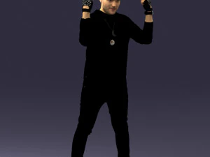 000533 Dynamic Man Pointing Up with Both Hands Expressive Male Character 3D Model