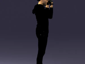 000533 Dynamic Man Pointing Up with Both Hands Expressive Male Character 3D Model