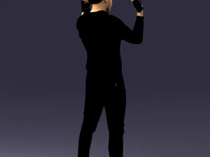 000533 Dynamic Man Pointing Up with Both Hands Expressive Male Character 3D Model