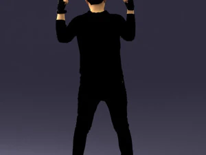 000533 Dynamic Man Pointing Up with Both Hands Expressive Male Character 3D Model