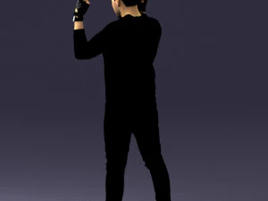000533 Dynamic Man Pointing Up with Both Hands Expressive Male Character 3D Model