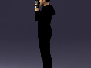 000533 Dynamic Man Pointing Up with Both Hands Expressive Male Character 3D Model