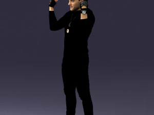 000533 Dynamic Man Pointing Up with Both Hands Expressive Male Character 3D Model