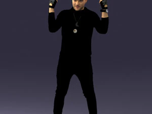 000533 Dynamic Man Pointing Up with Both Hands Expressive Male Character 3D Model