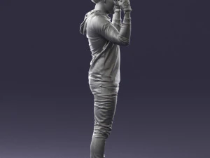 000533 Dynamic Man Pointing Up with Both Hands Expressive Male Character 3D Model