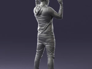 000533 Dynamic Man Pointing Up with Both Hands Expressive Male Character 3D Model