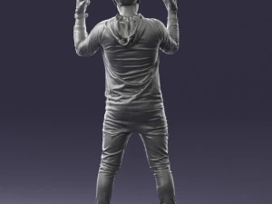 000533 Dynamic Man Pointing Up with Both Hands Expressive Male Character 3D Model