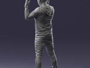 000533 Dynamic Man Pointing Up with Both Hands Expressive Male Character 3D Model