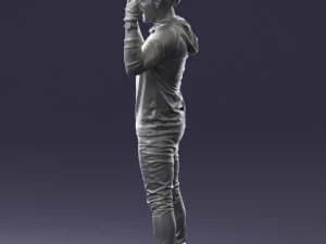 000533 Dynamic Man Pointing Up with Both Hands Expressive Male Character 3D Model