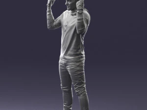 000533 Dynamic Man Pointing Up with Both Hands Expressive Male Character 3D Model