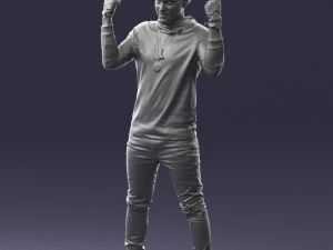 000533 Dynamic Man Pointing Up with Both Hands Expressive Male Character 3D Model