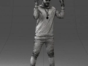 000533 Dynamic Man Pointing Up with Both Hands Expressive Male Character 3D Model