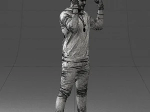 000533 Dynamic Man Pointing Up with Both Hands Expressive Male Character 3D Model