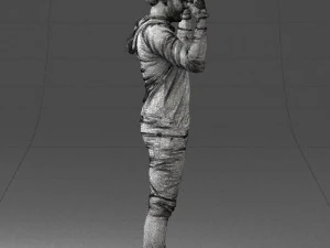 000533 Dynamic Man Pointing Up with Both Hands Expressive Male Character 3D Model