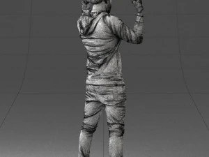 000533 Dynamic Man Pointing Up with Both Hands Expressive Male Character 3D Model