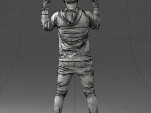 000533 Dynamic Man Pointing Up with Both Hands Expressive Male Character 3D Model