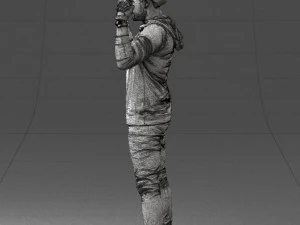 000533 Dynamic Man Pointing Up with Both Hands Expressive Male Character 3D Model