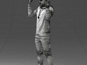 000533 Dynamic Man Pointing Up with Both Hands Expressive Male Character 3D Model