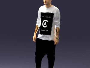 000542 Young Street Style Man with Tattoos Urban Male Character 3D Model