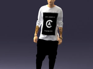 000542 Young Street Style Man with Tattoos Urban Male Character 3D Model
