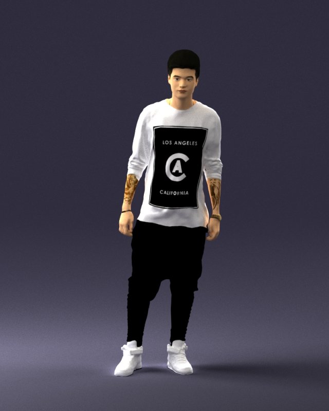 man in white t-shirt 0206 3d print ready 3D Print Model .c4d .max .obj .3ds .fbx .stl .blend 
