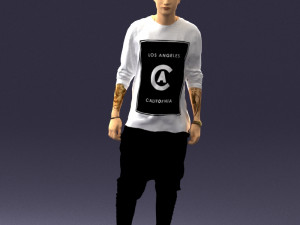 man in white t-shirt 0206 3d print ready Modello di stampa 3D