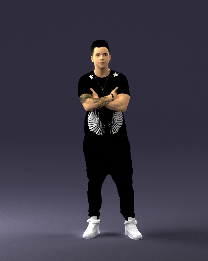 000543 Confident Streetwear Man with Tattoos Urban Male Character 3d print ready 3D Print Model .c4d .max .obj .3ds .fbx .stl .blend 