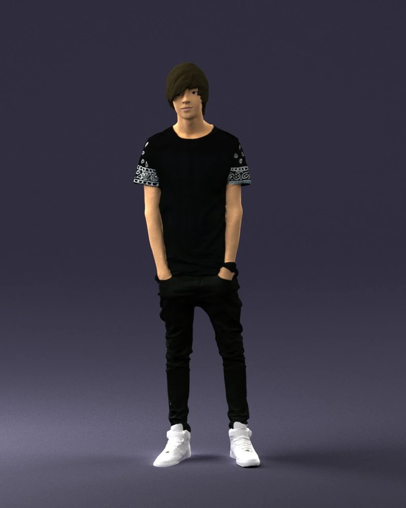 000544 Young Casual Streetwear Man Teen Male Character 3D Model .c4d .max .obj .3ds .fbx .stl .blend 