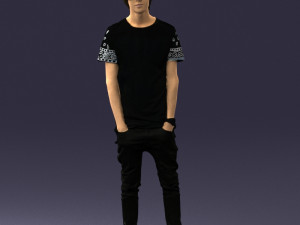 man in black dress 0208 3d prinr ready 3D Baskı Modeli