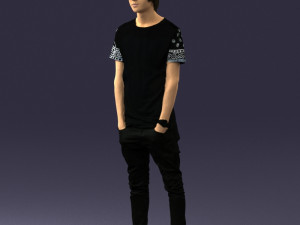 man in black dress 0208 3d prinr ready 3D Baskı Modeli