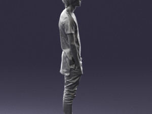 man in black dress 0208 3d prinr ready 3D Baskı Modeli