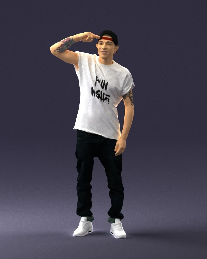 000552 Street Style Man Gesture Pose Urban Male Character 3d print ready 3D Print Model .c4d .max .obj .3ds .fbx .stl .blend 