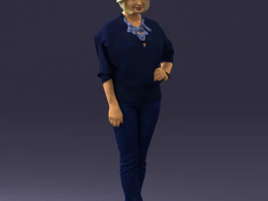000546 Elegant Mature Woman in Blue Outfit Female Character 3D Model
