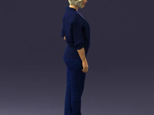 000546 Elegant Mature Woman in Blue Outfit Female Character 3D Model