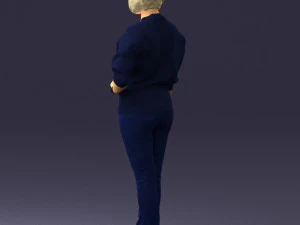 000546 Elegant Mature Woman in Blue Outfit Female Character 3D Model