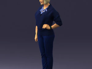 000546 Elegant Mature Woman in Blue Outfit Female Character 3D Model