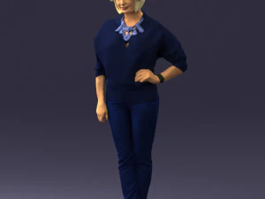 000546 Elegant Mature Woman in Blue Outfit Female Character 3D Model