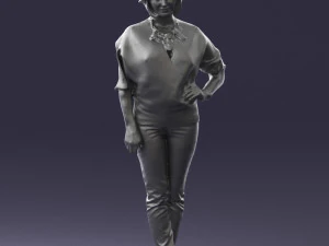 000546 Elegant Mature Woman in Blue Outfit Female Character 3D Model