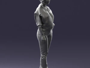 000546 Elegant Mature Woman in Blue Outfit Female Character 3D Model