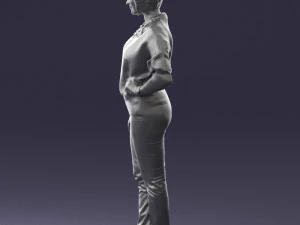 000546 Elegant Mature Woman in Blue Outfit Female Character 3D Model