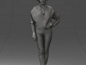 000546 Elegant Mature Woman in Blue Outfit Female Character 3D Model